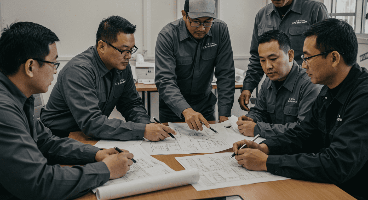Professional Team Discussing Repair Plans